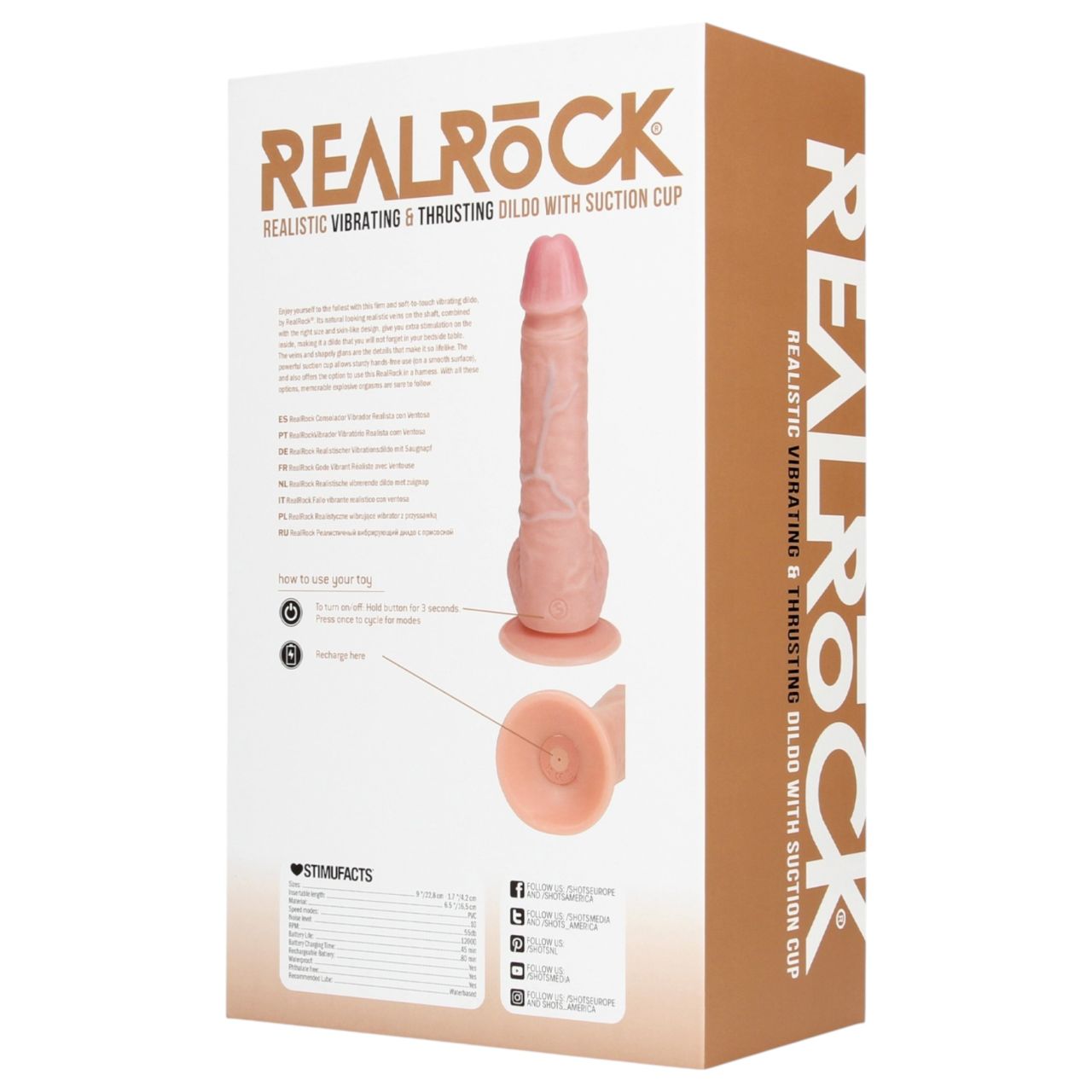RealRock - tapadókorongos lökő vibrátor (natúr, 20,5 cm) RealRock - tapadókorongos lökő vibrátor (natúr, 20,5 cm)
