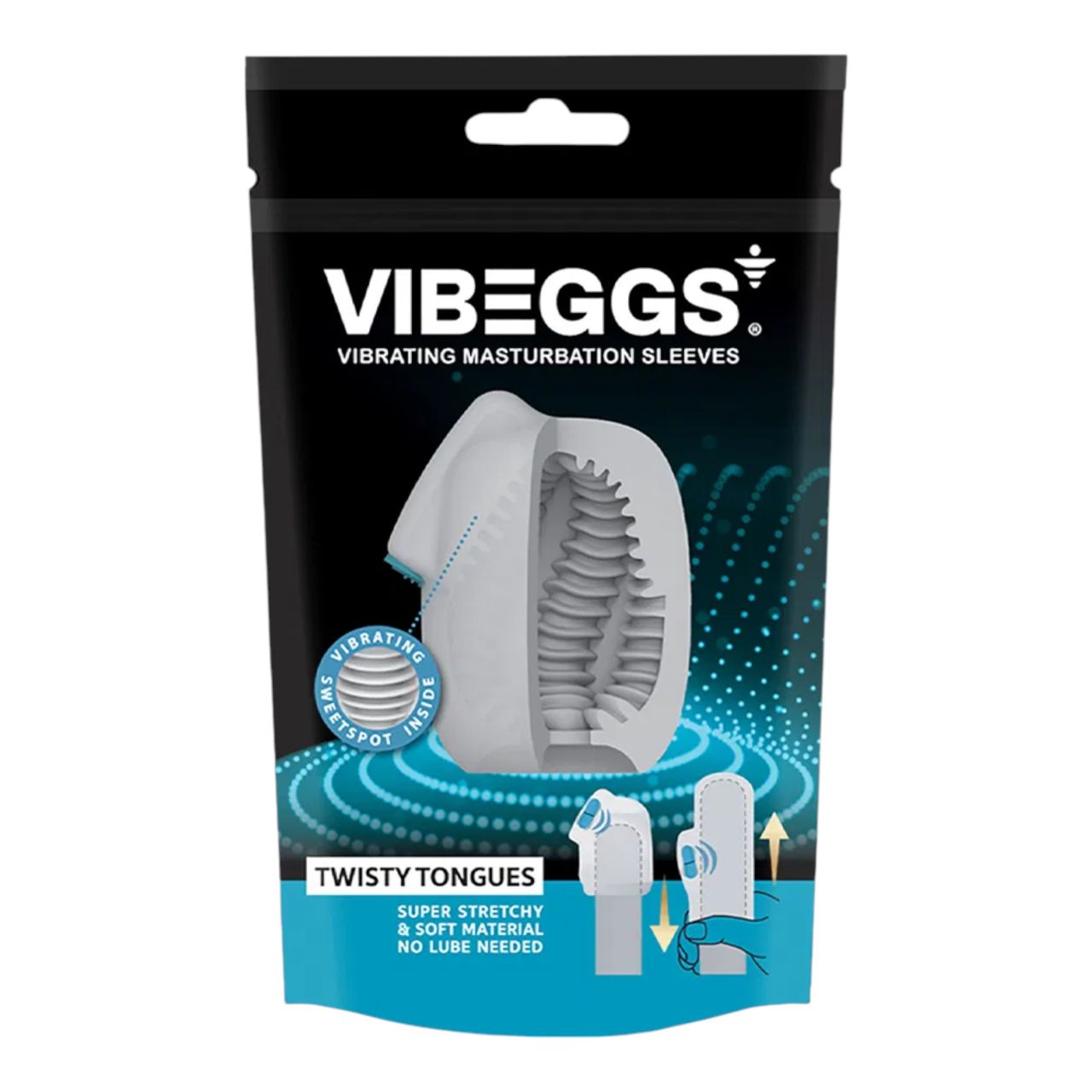 VIBEGGS Twisty Tongues - vibrációs tojás maszturbátor (fehér)