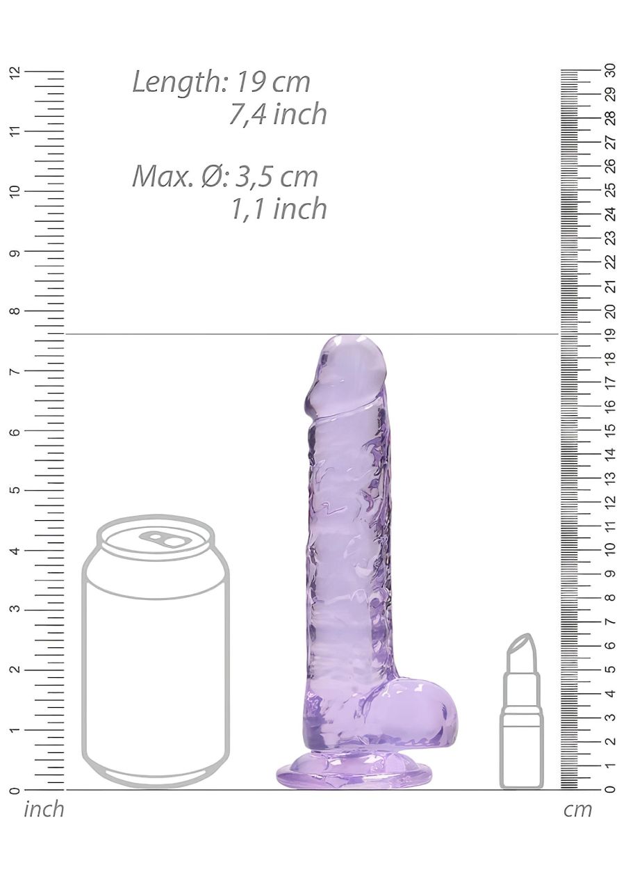 RealRock - átlátszó élethű dildó (lila, 17 cm)