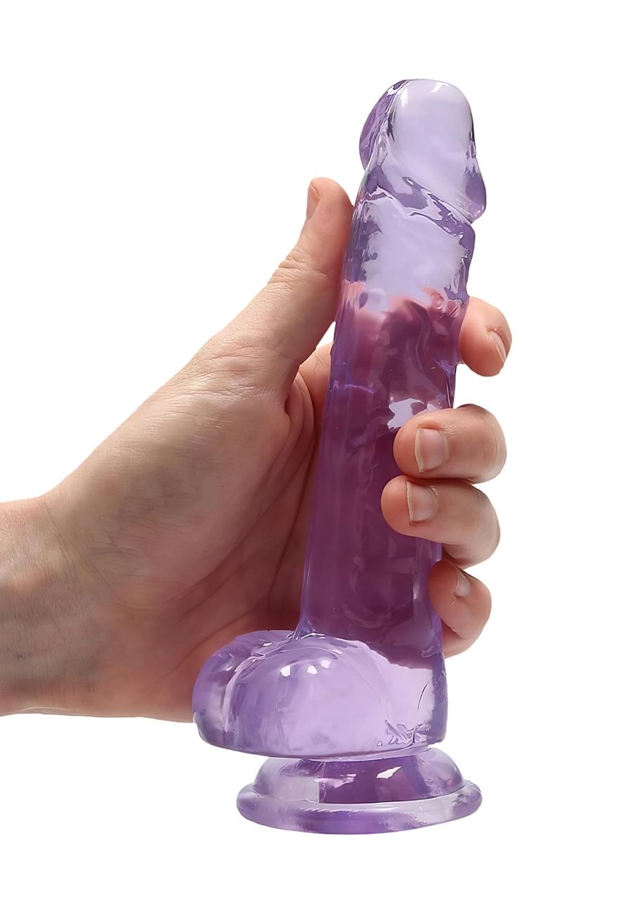 RealRock - átlátszó élethű dildó (lila, 17 cm)