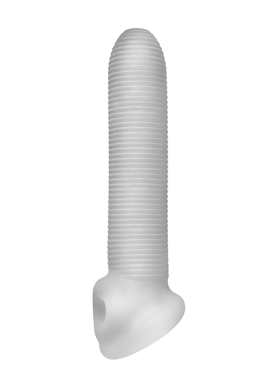 Perfect Fit - Fat Boy Micro Ribbed - péniszköpeny (19 cm, fehér)
