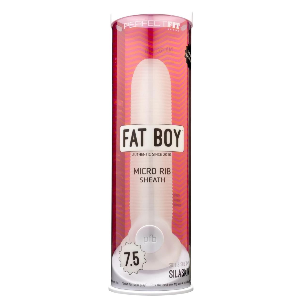 Perfect Fit - Fat Boy Micro Ribbed - péniszköpeny (19 cm, fehér)