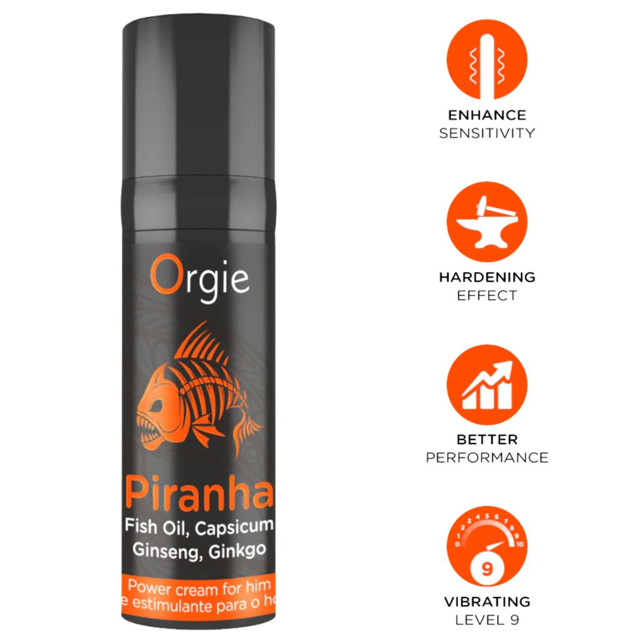 Orgie Piranha Power Cream - Stimuláló Krém Férfiaknak (15 ml) Orgie Piranha Power Cream - Stimuláló Krém Férfiaknak (15 ml)