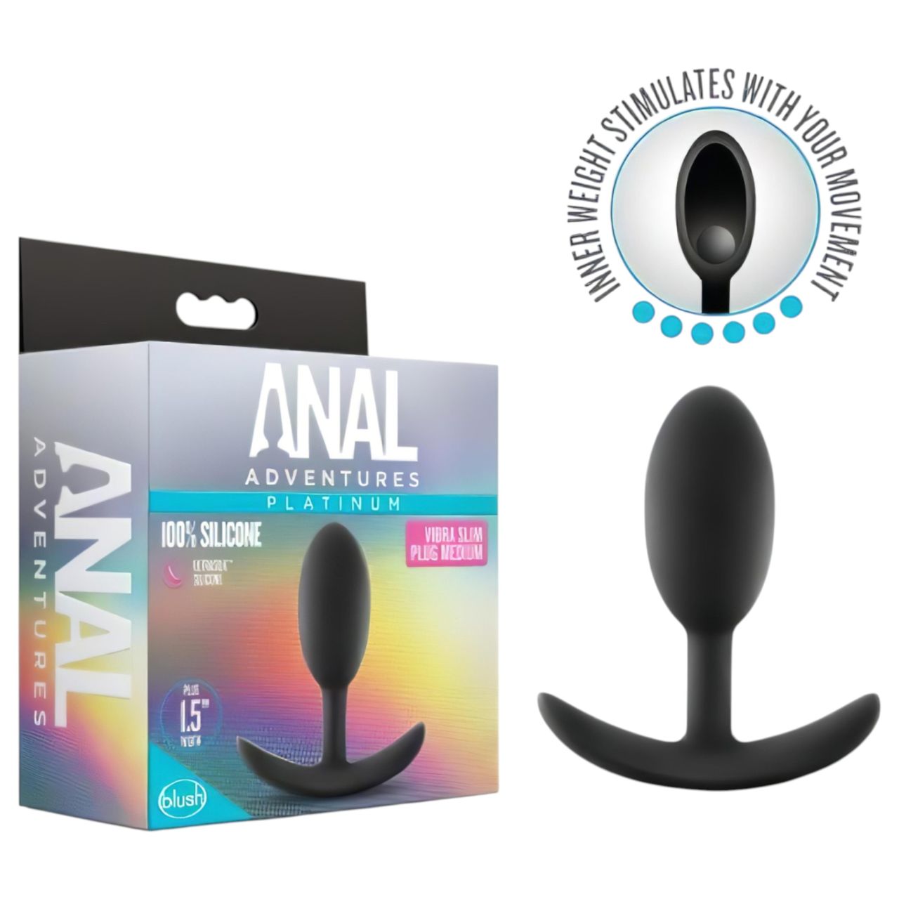 Anal Adventures Platinum M - anál plug (fekete, közepes)