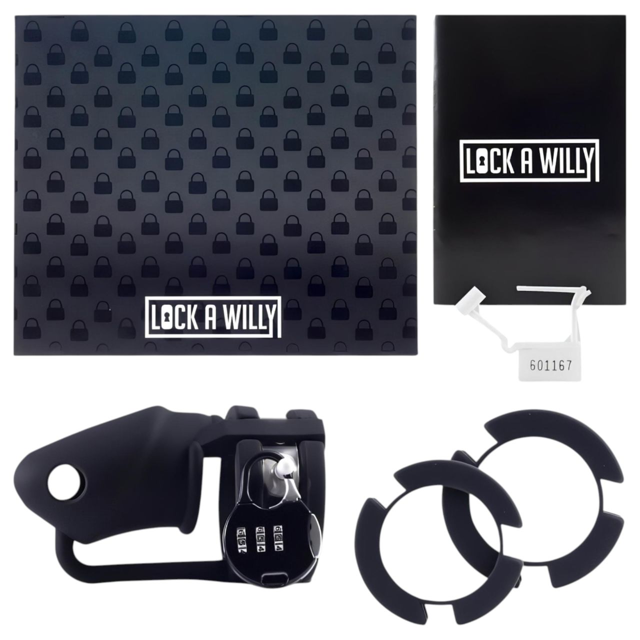 LOCK A WILLY - szilikon pénisz ketrec lakattal (fekete) LOCK A WILLY - szilikon pénisz ketrec lakattal (fekete)