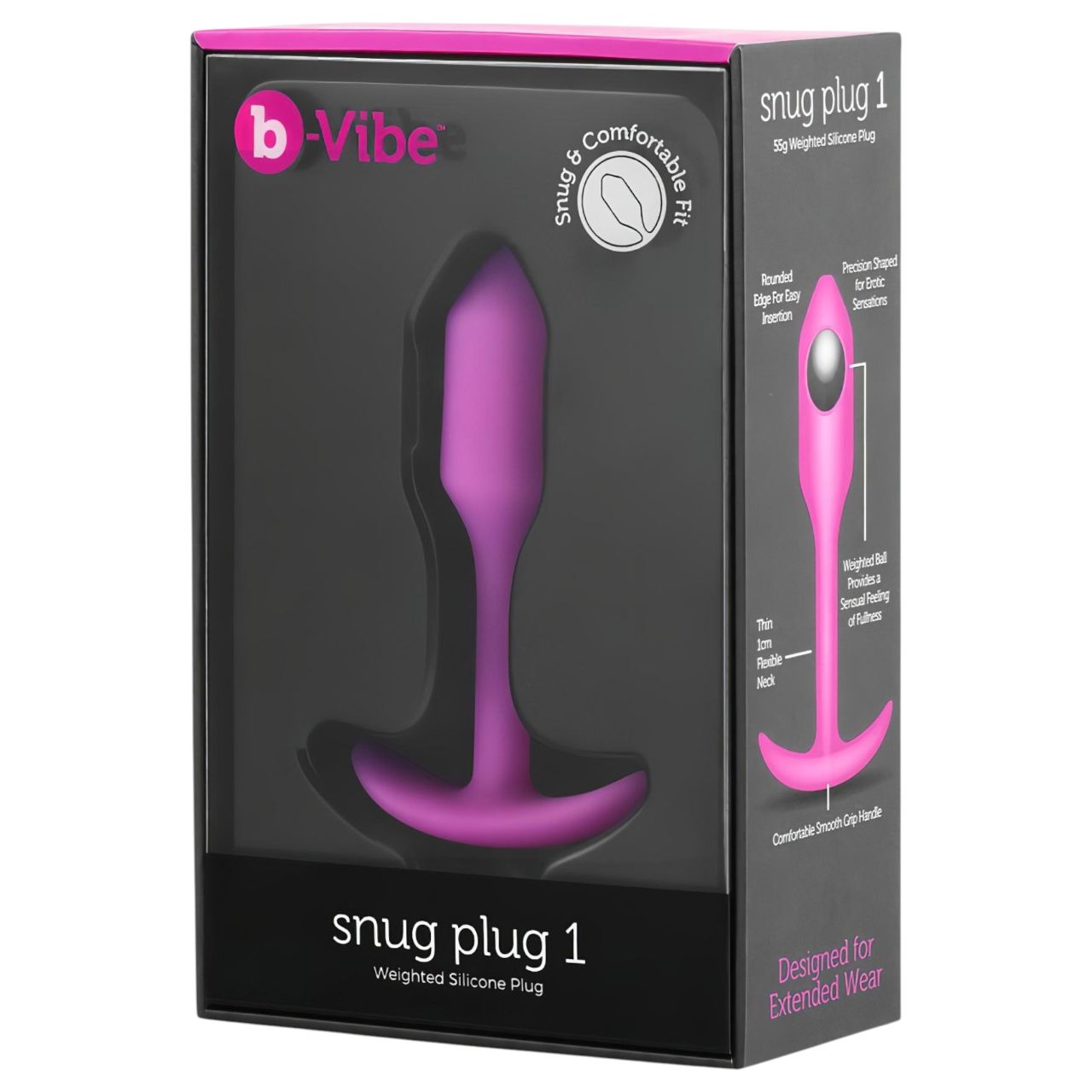 b-Vibe Snug Plug 1 - anál plug belső súllyal (55 g, pink)