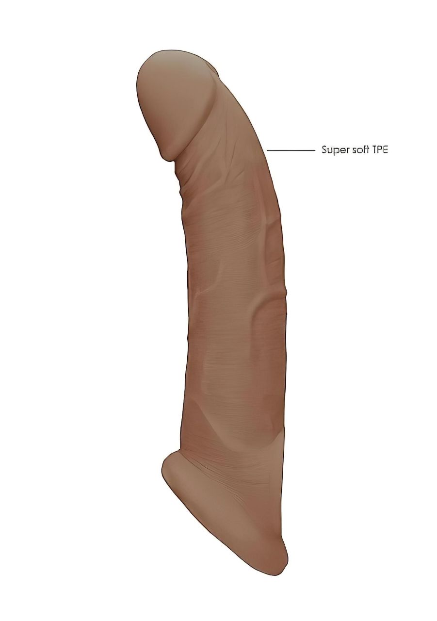 RealRock Penis Sleeve 9 - péniszköpeny (21,5 cm) - sötét natúr