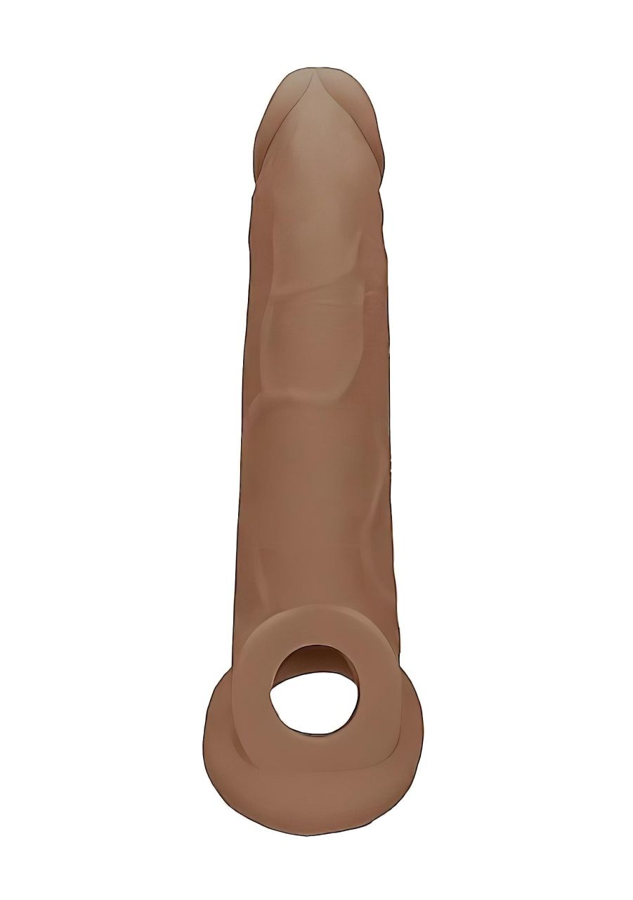 RealRock Penis Sleeve 9 - péniszköpeny (21,5 cm) - sötét natúr
