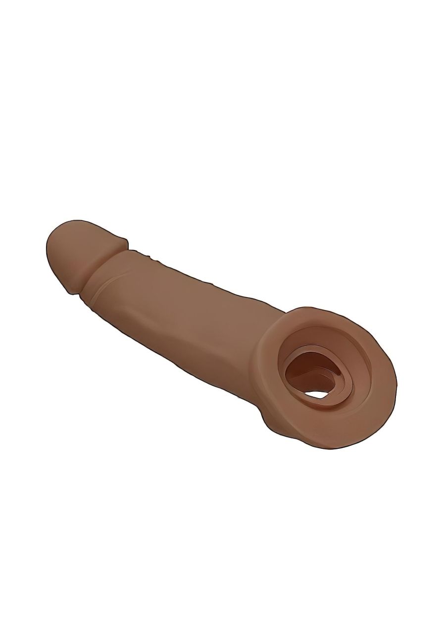 RealRock Penis Sleeve 9 - péniszköpeny (21,5 cm) - sötét natúr