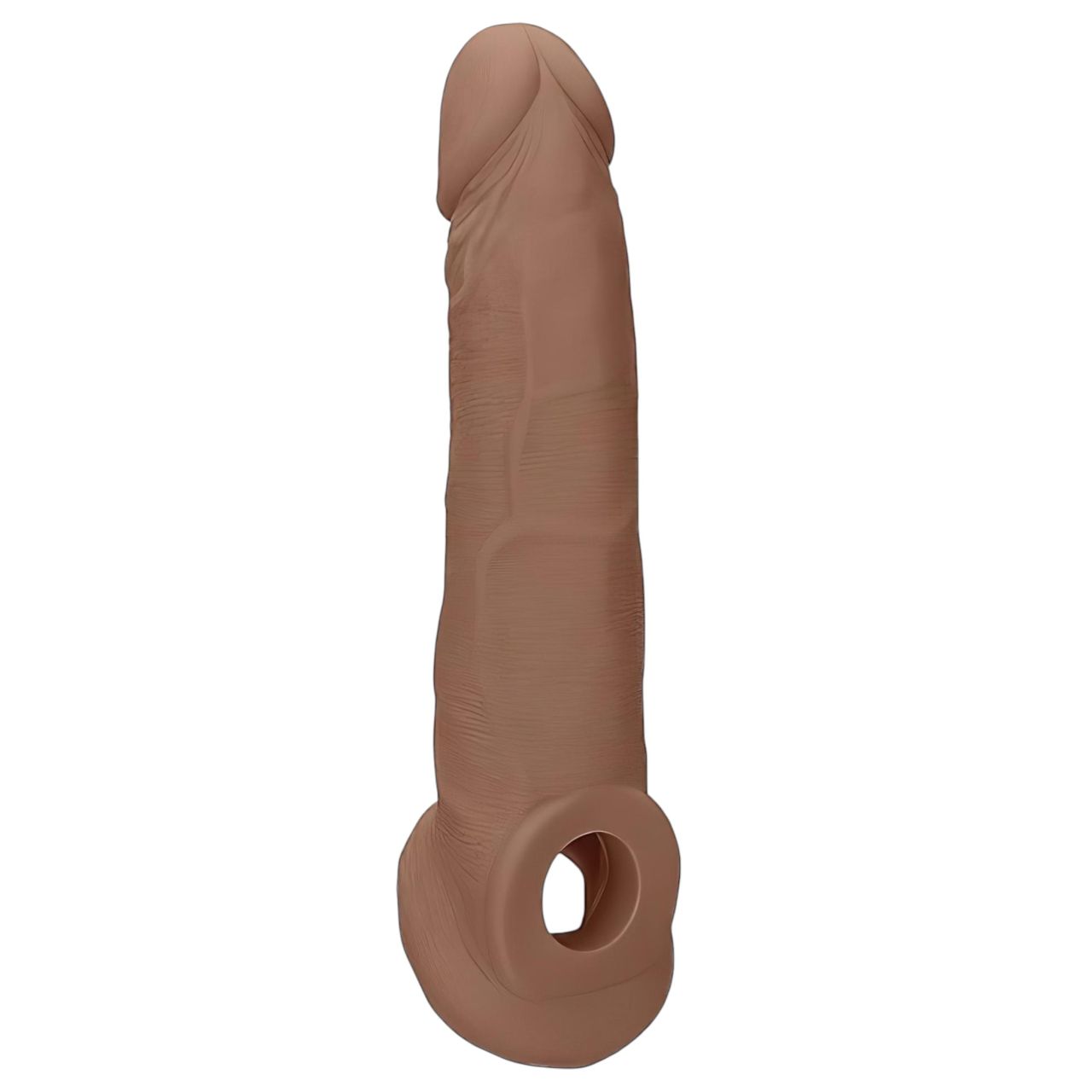RealRock Penis Sleeve 9 - péniszköpeny (21,5 cm) - sötét natúr