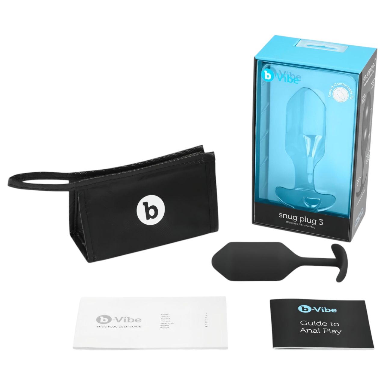 b-Vibe Snug Plug 3 - dupla golyós butt plug (180 g, fekete)