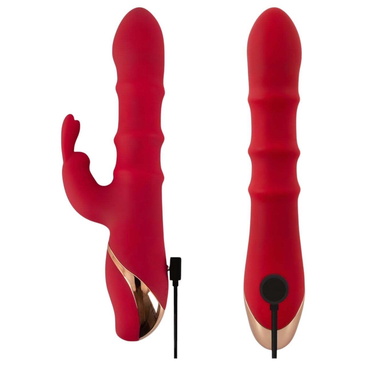 You2Toys Rabbit - mozgó gyűrűs, csiklókaros vibrátor (piros)