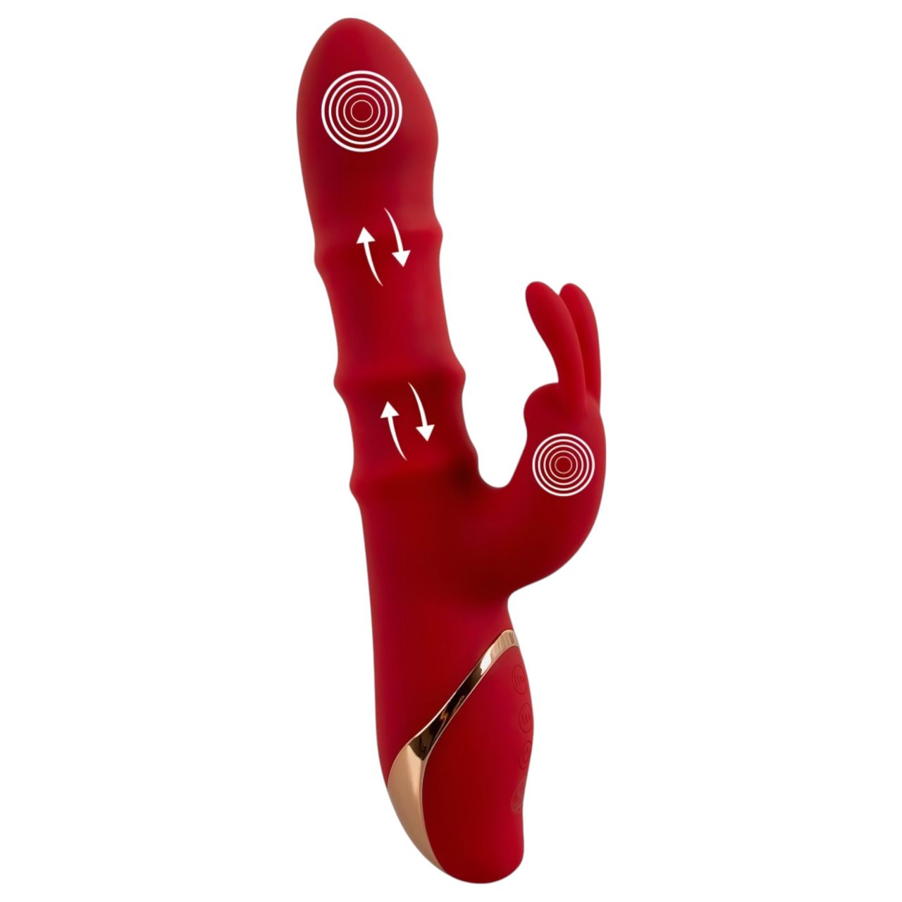 You2Toys Rabbit - mozgó gyűrűs, csiklókaros vibrátor (piros)