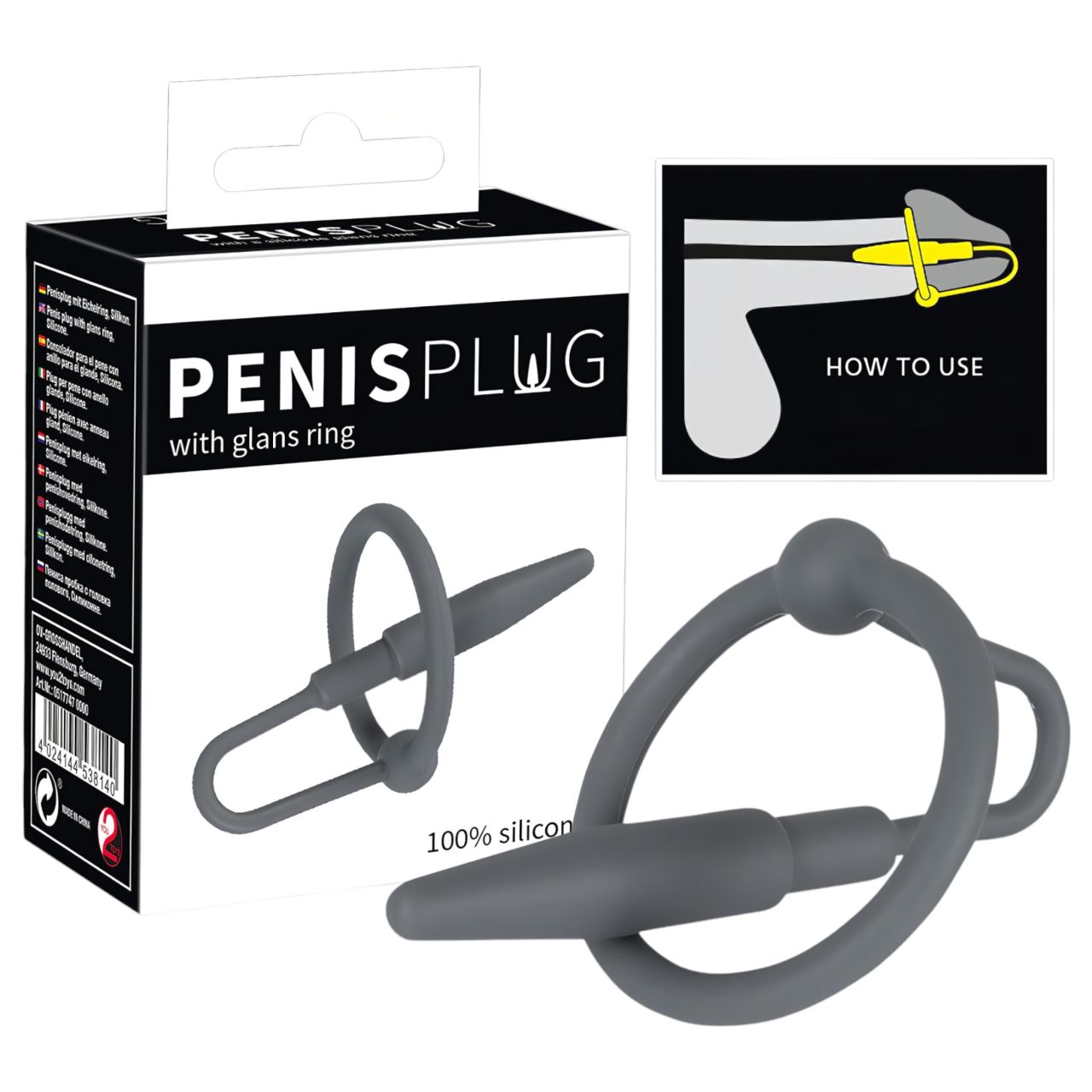 You2Toys Penisplug - szilikon makkgyűrű kúpos húgycső dilátorral (szürke) You2Toys Penisplug - szilikon makkgyűrű kúpos húgycső dilátorral (szürke)
