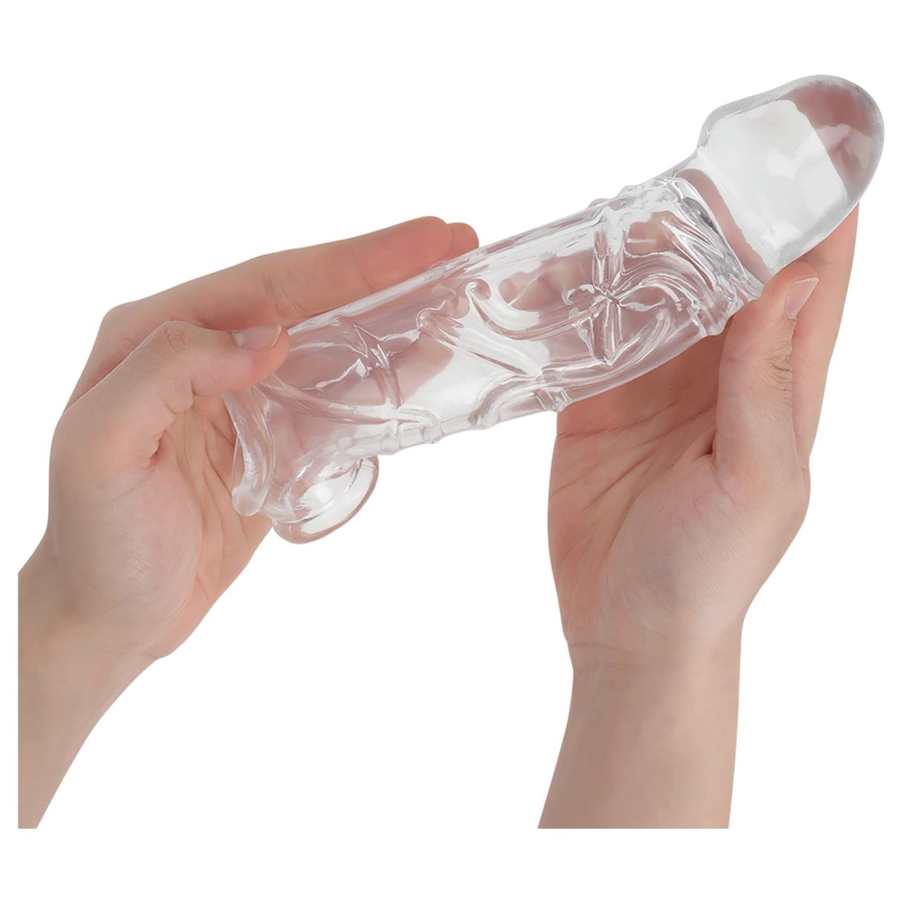 Addicted Toys - péniszköpeny heregyűrűvel - 22 cm (áttetsző)