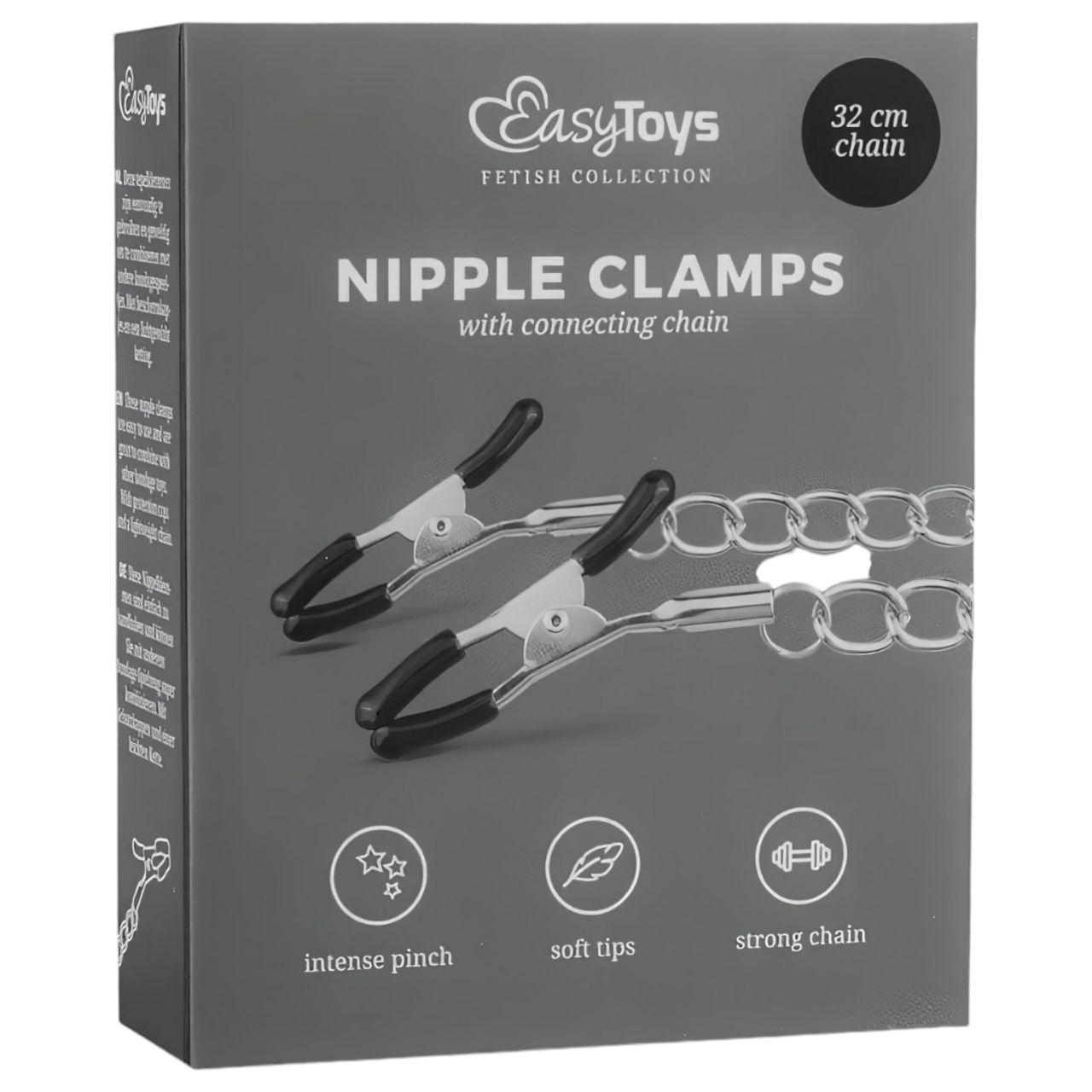 EasyToys - láncos mellbimbó csipesz, BDSM kiegészítő (2 db) EasyToys - láncos mellbimbó csipesz, BDSM kiegészítő (2 db)