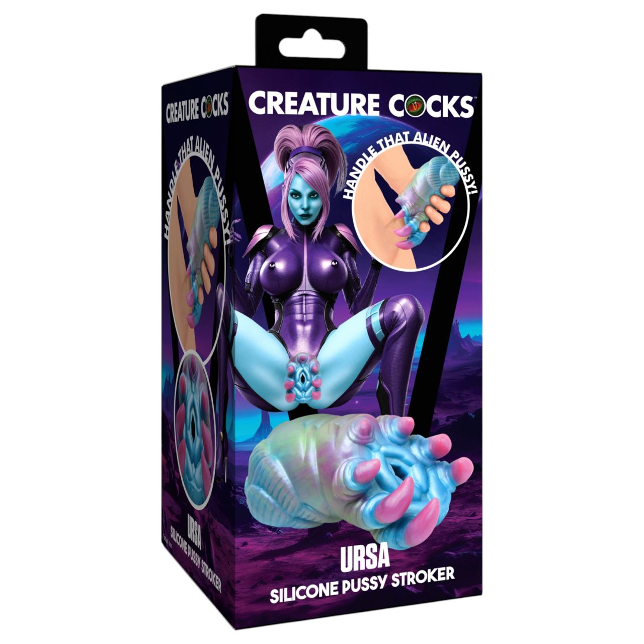 Creature Cocks Ursa - szilikon alien műpunci maszturbátor (kék-pink)