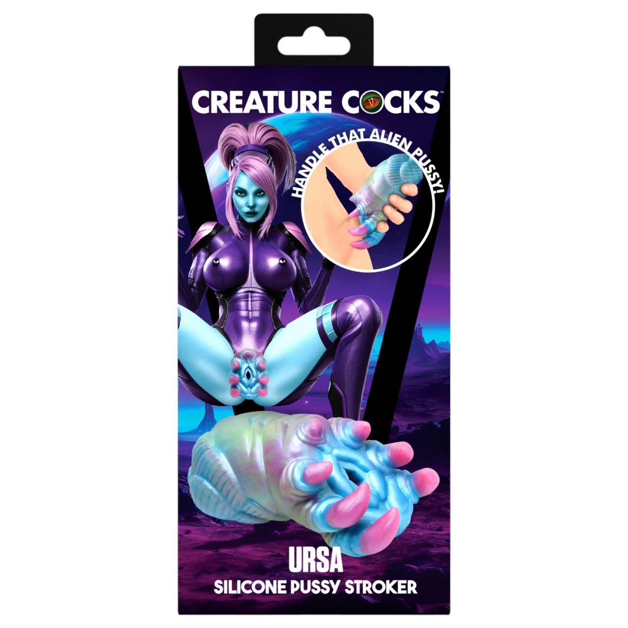 Creature Cocks Ursa - szilikon alien műpunci maszturbátor (kék-pink)