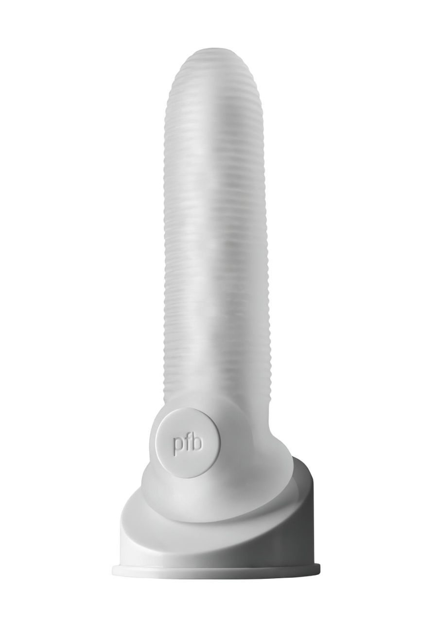 Perfect Fit - Fat Boy Micro Ribbed - péniszköpeny (17 cm, fehér)