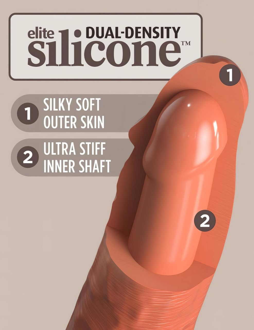 King Cock Elite 8 - élethű vibrátor 20 cm (sötét testszínű)