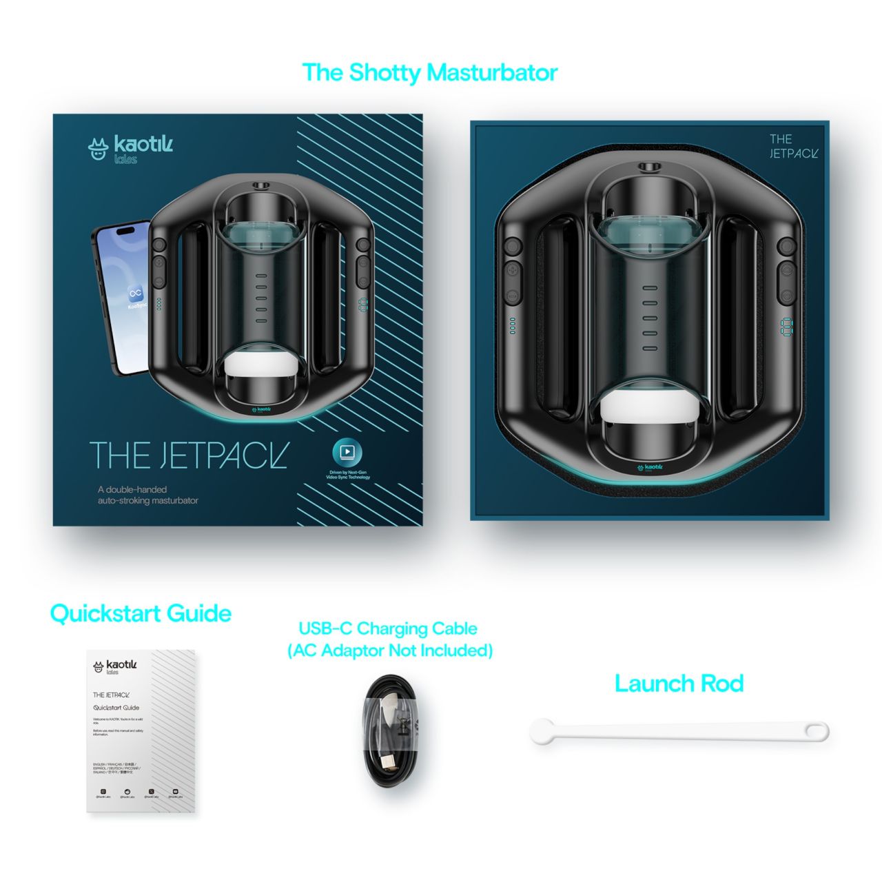 Kaotik Labs Jetpack - kétkezes automata interaktív maszturbátor (fekete)