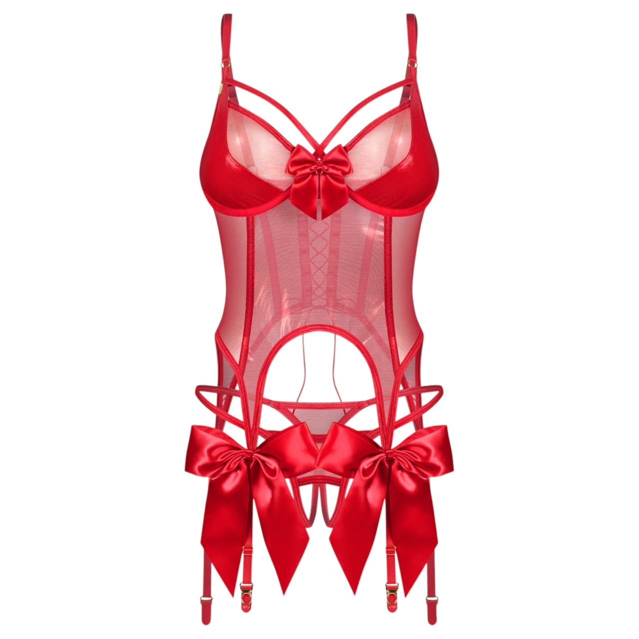 Obsessive Gifty - fűző és nyitott tanga szett (piros) Obsessive Gifty - fűző és nyitott tanga szett (piros)