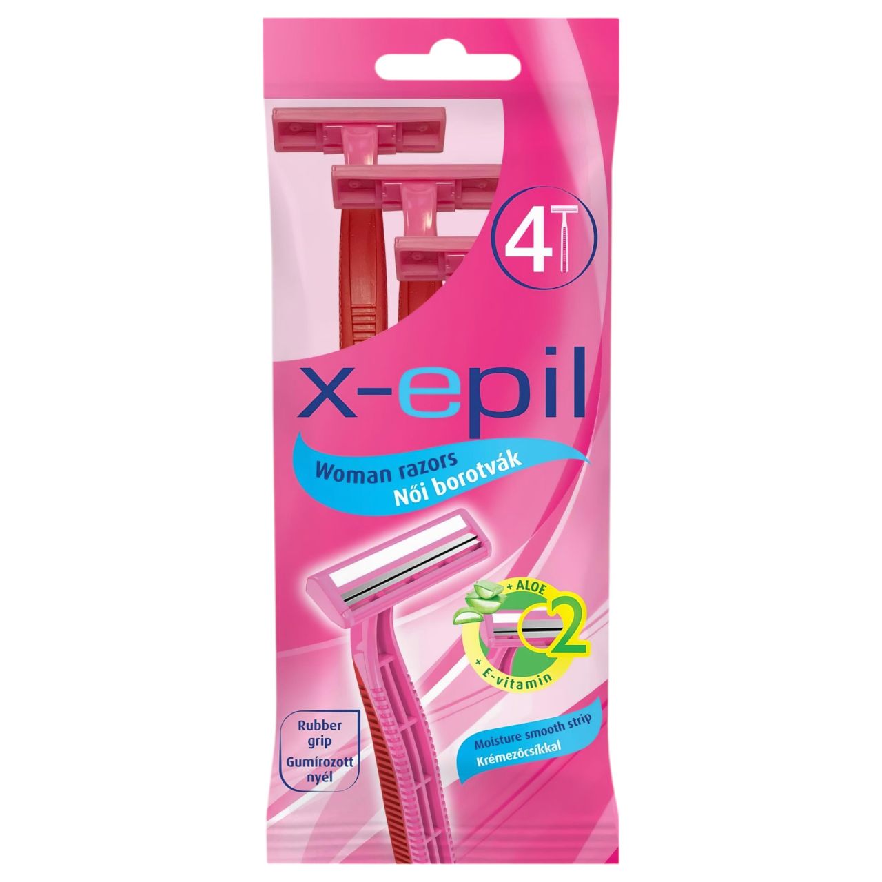 X-Epil - eldobható női borotva szőrtelenítéshez, 2 pengés (4 db) X-Epil - eldobható női borotva szőrtelenítéshez, 2 pengés (4 db)