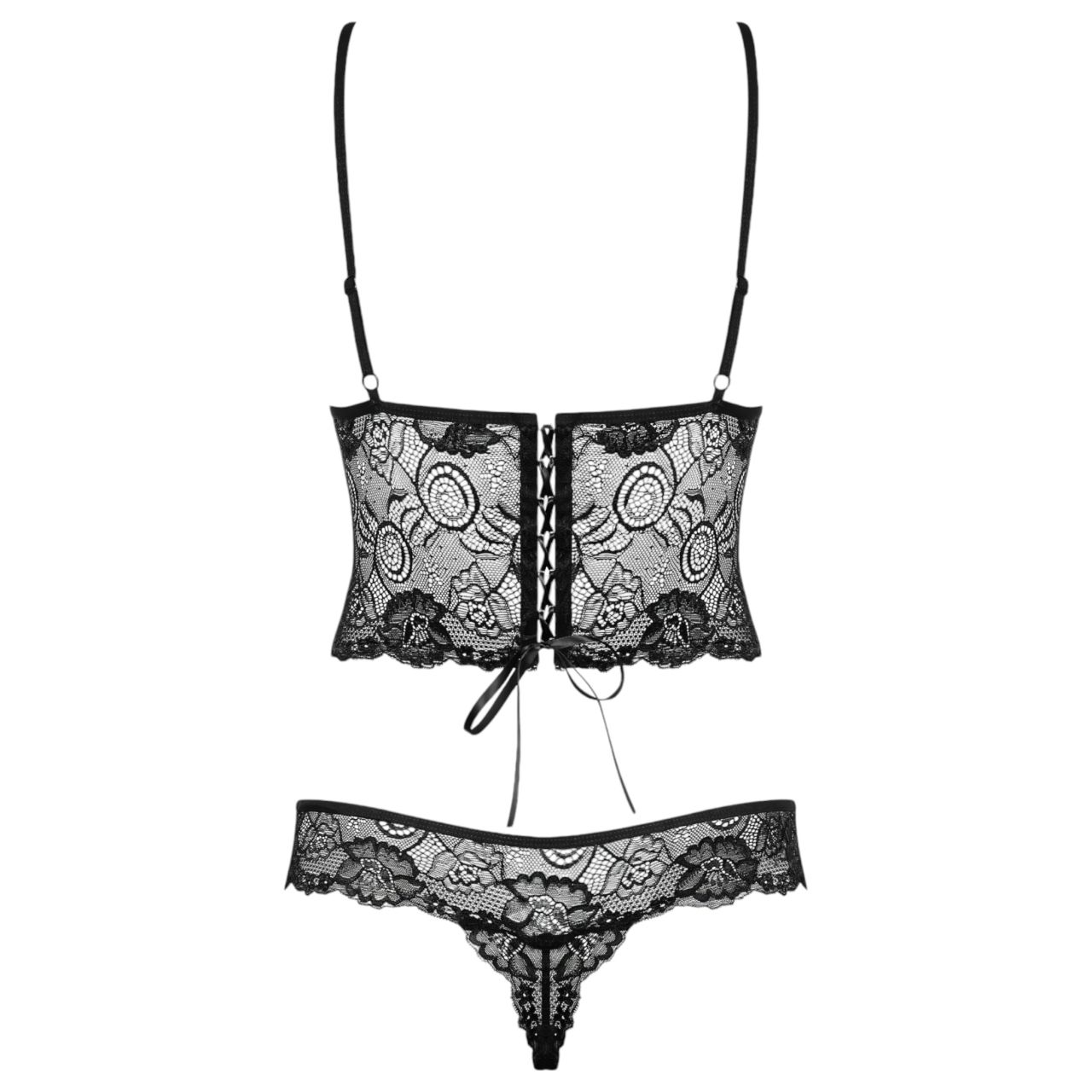 Obsessive Alluria - virágos csipke body (fekete) Obsessive Alluria - virágos csipke body (fekete)