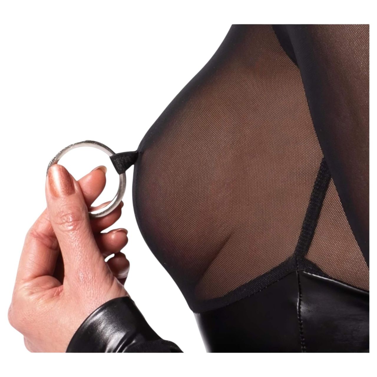 Noir - fényes body átlátszó betéttel (fekete) Noir - fényes body átlátszó betéttel (fekete)