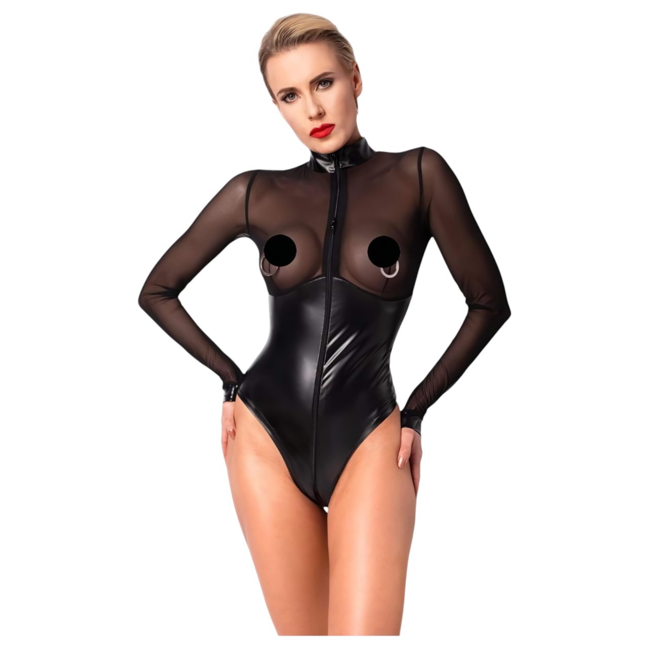 Noir - fényes body átlátszó betéttel (fekete) Noir - fényes body átlátszó betéttel (fekete)
