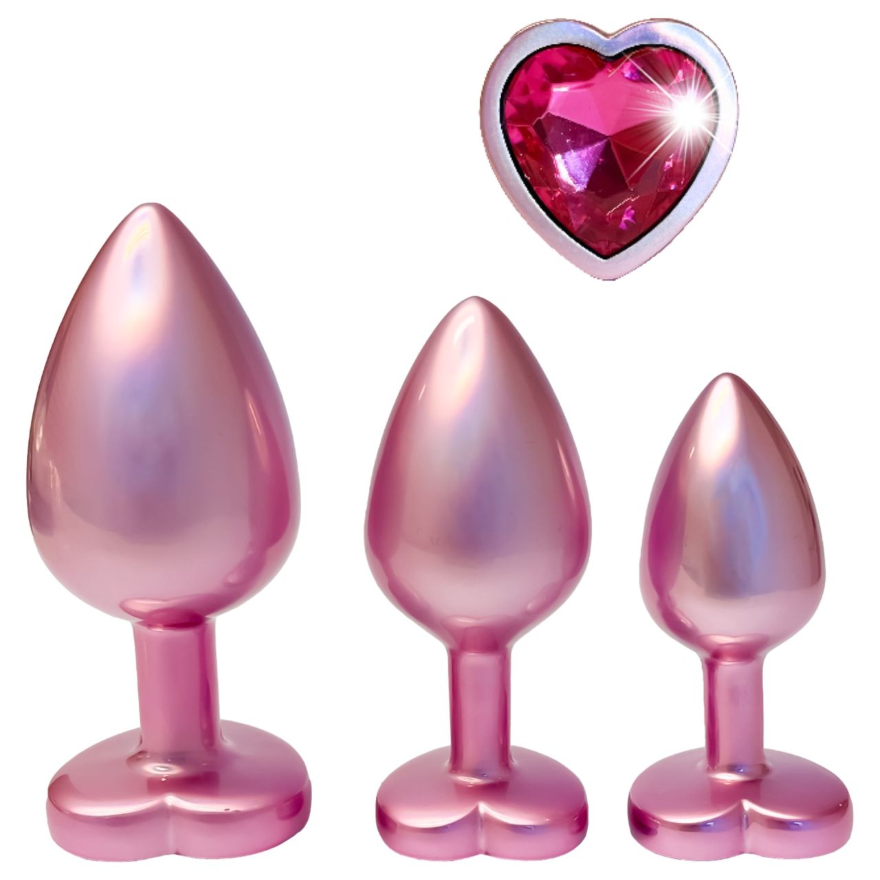 Dreamtoys Gleaming Love - szíves anál plug szett (rózsaszín) Dreamtoys Gleaming Love - szíves anál plug szett (rózsaszín)