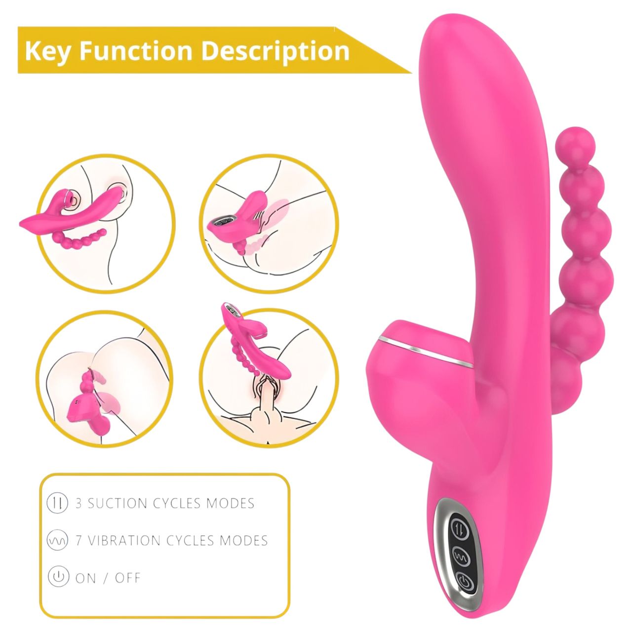 Erospace Sweet Play - G-pont vibrátor anál szondával és szívással (rózsaszín) Erospace Sweet Play - G-pont vibrátor anál szondával és szívással (rózsaszín)