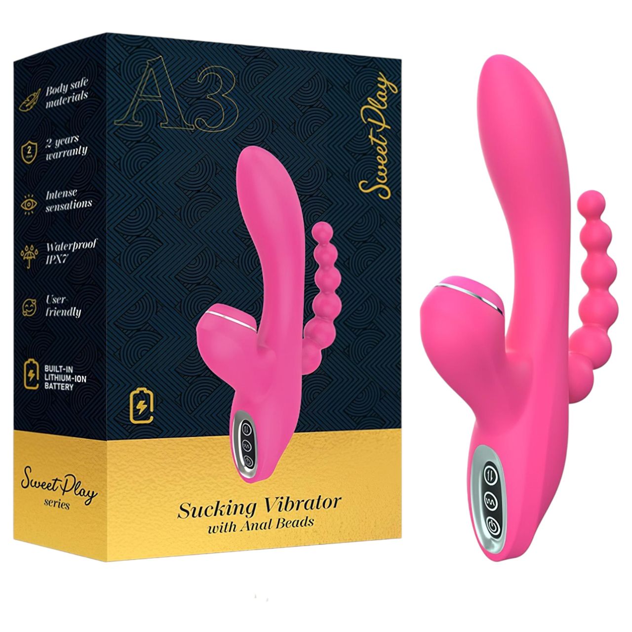 Erospace Sweet Play - G-pont vibrátor anál szondával és szívással (rózsaszín) Erospace Sweet Play - G-pont vibrátor anál szondával és szívással (rózsaszín)