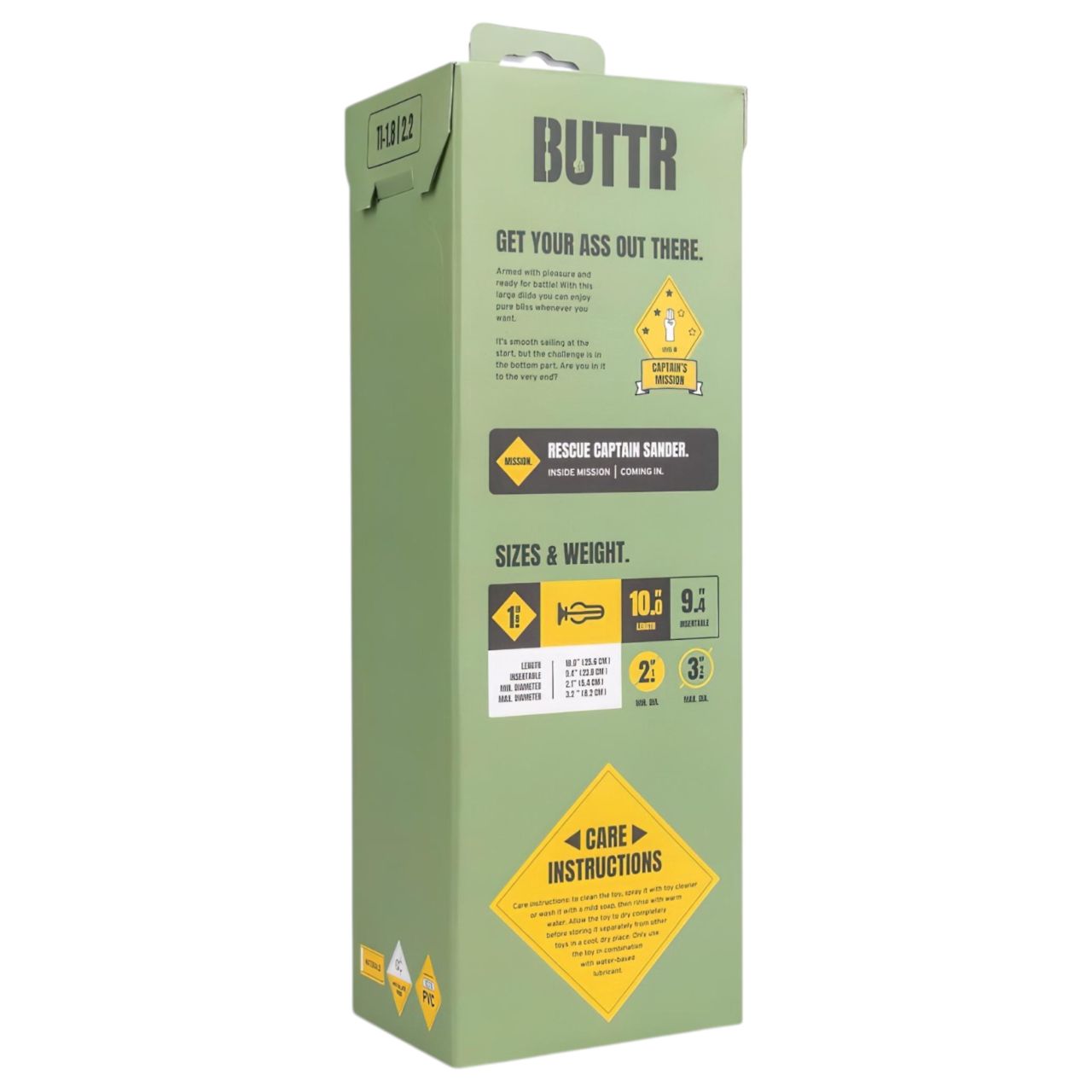 BUTTR Tactical I - tapadókorongos dildó (fekete)