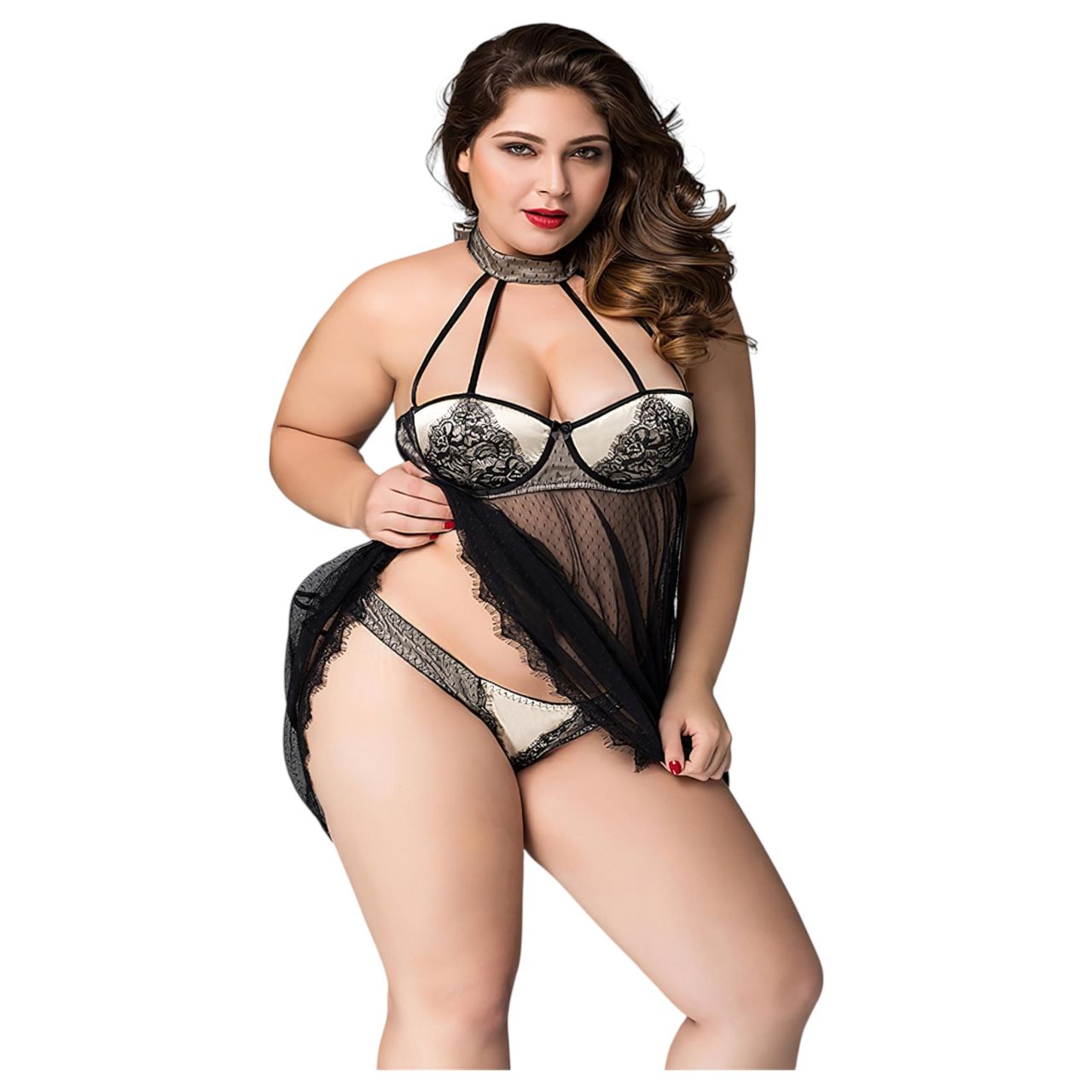 JSY 066 - fekete babydoll szett (XL-2XL) JSY 066 - fekete babydoll szett (XL-2XL)
