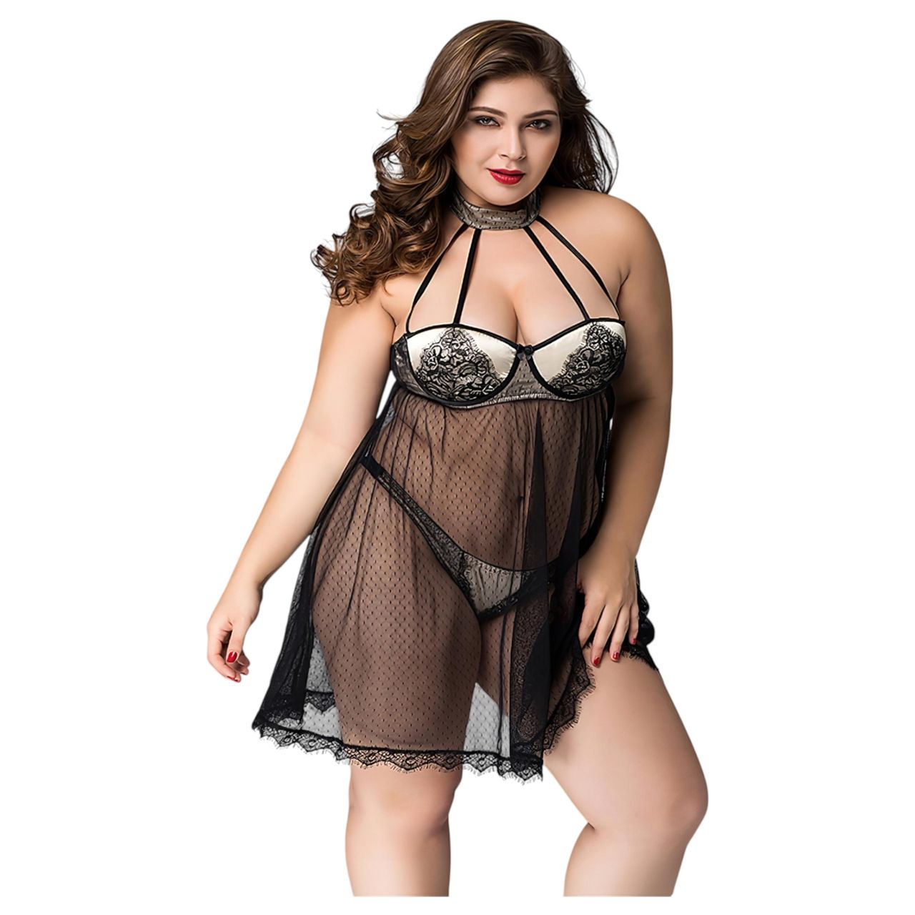 JSY 066 - fekete babydoll szett (XL-2XL) JSY 066 - fekete babydoll szett (XL-2XL)