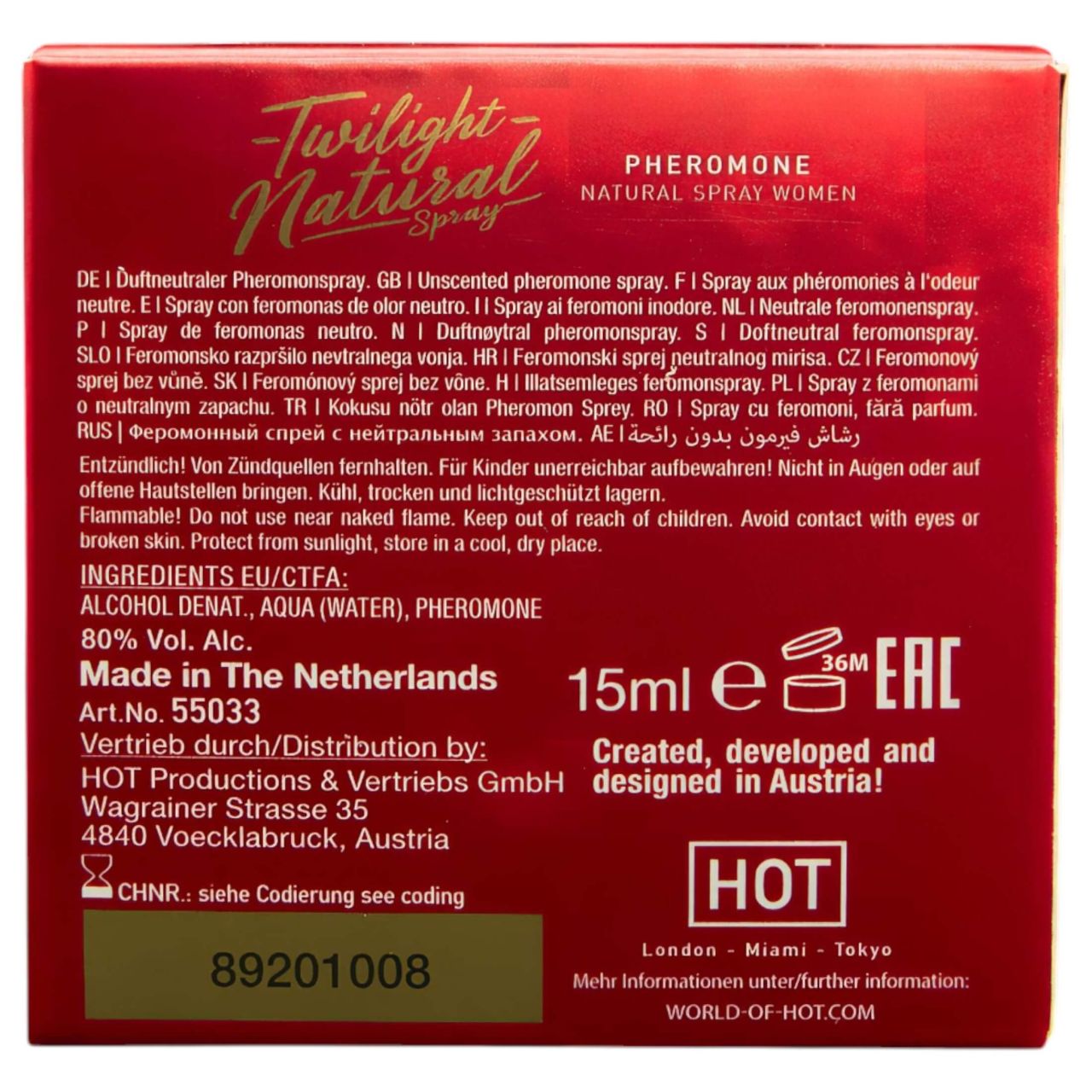 HOT Twilight Natural - feromon parfüm nőknek (15 ml) - illatmentes HOT Twilight Natural - feromon parfüm nőknek (15 ml) - illatmentes