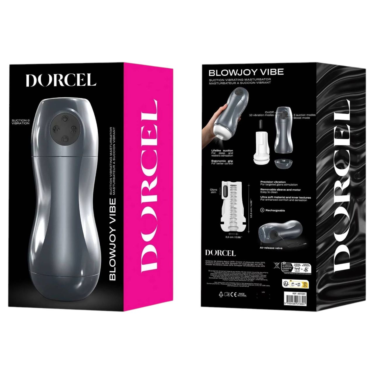 Dorcel Blowjoy Vibe - szívó és vibrációs akkus maszturbátor (szürke)