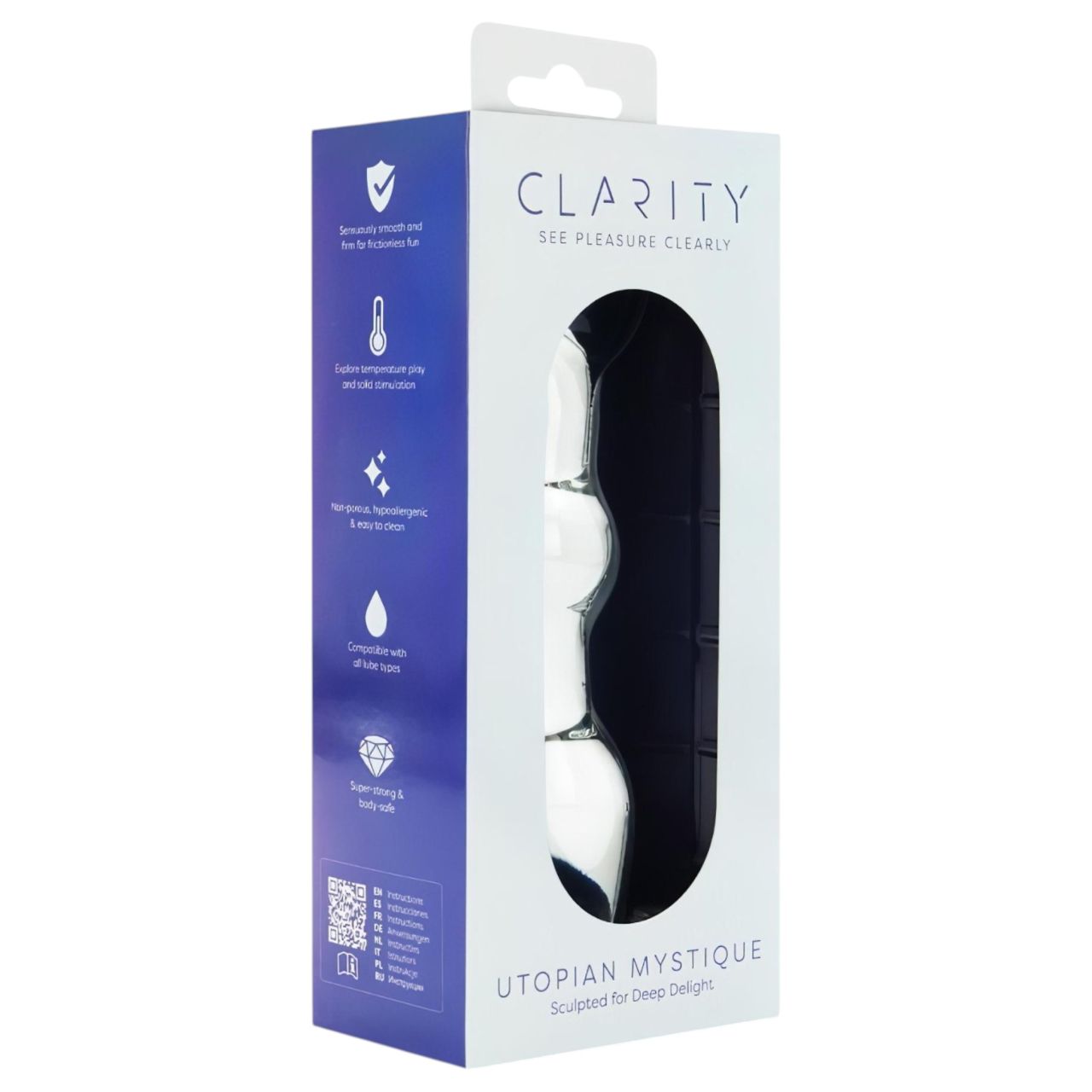 Clarity Utopian Mystique - bordázott üveg anál dildó (átlátszó) Clarity Utopian Mystique - bordázott üveg anál dildó (átlátszó)