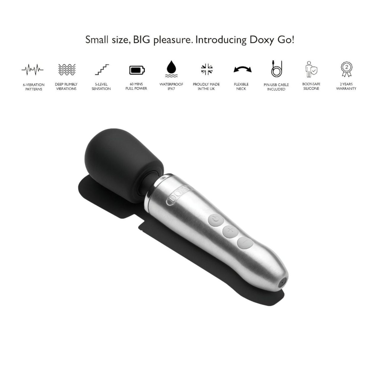 Doxy Go - akkus wand masszírozó vibrátor, vezeték nélküli (ezüst) Doxy Go - akkus wand masszírozó vibrátor, vezeték nélküli (ezüst)