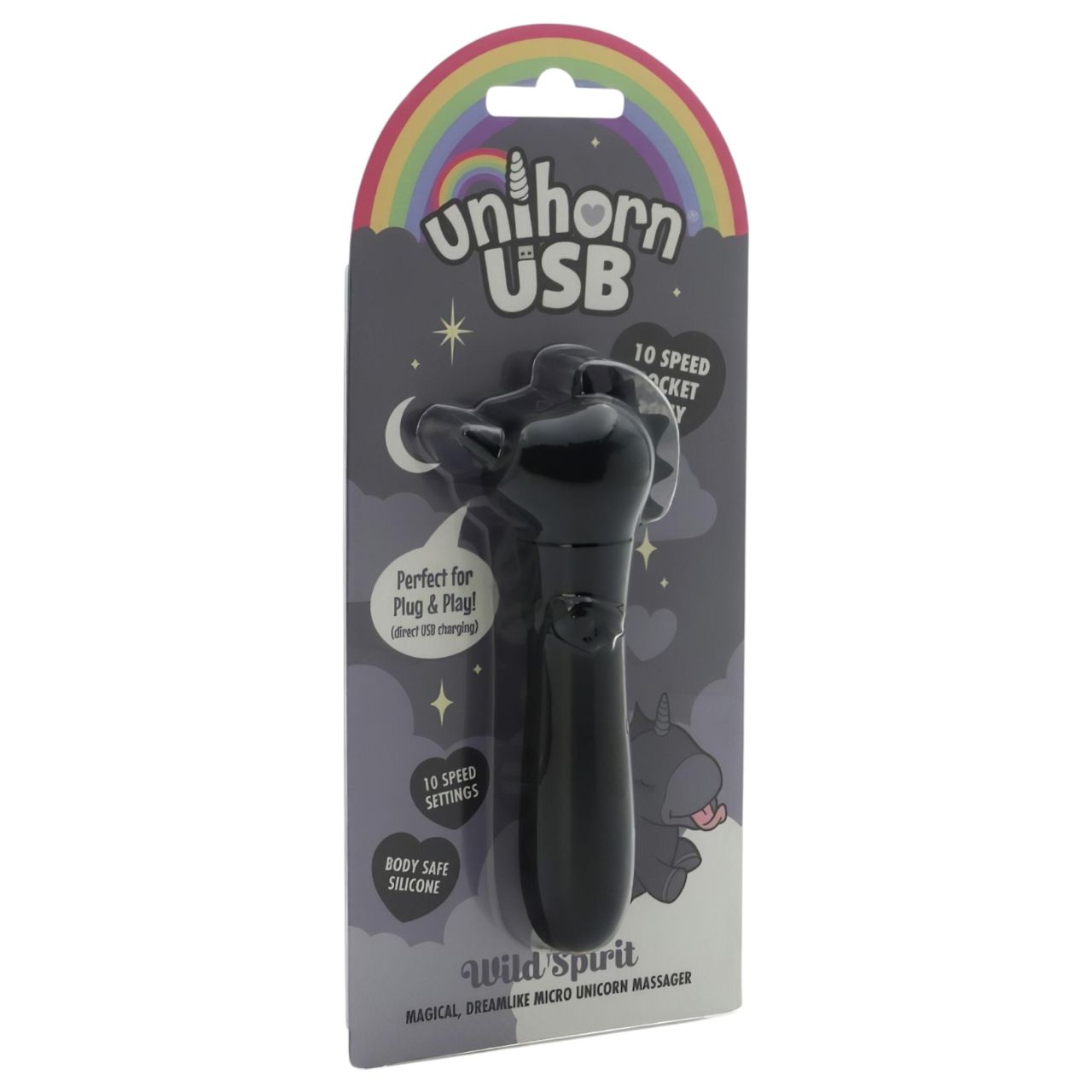 Unihorn Wild Spirit - akkus, vízálló mini vibrátor (fekete)