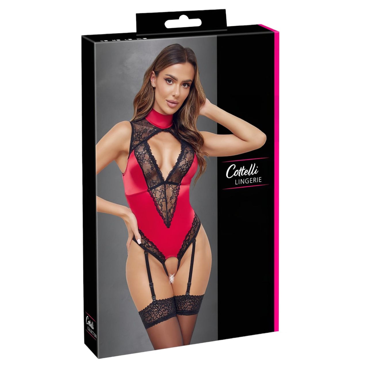 Cottelli - csipkés, nyakpántos body (piros) Cottelli - csipkés, nyakpántos body (piros)