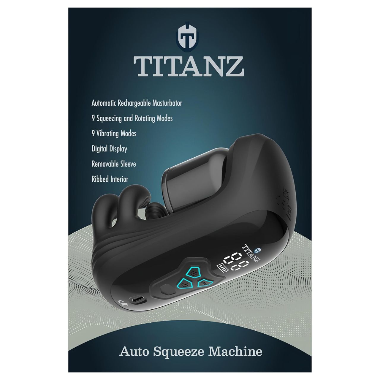 Titanz Auto Squeeze - automata szorító maszturbátor férfiaknak (fekete)