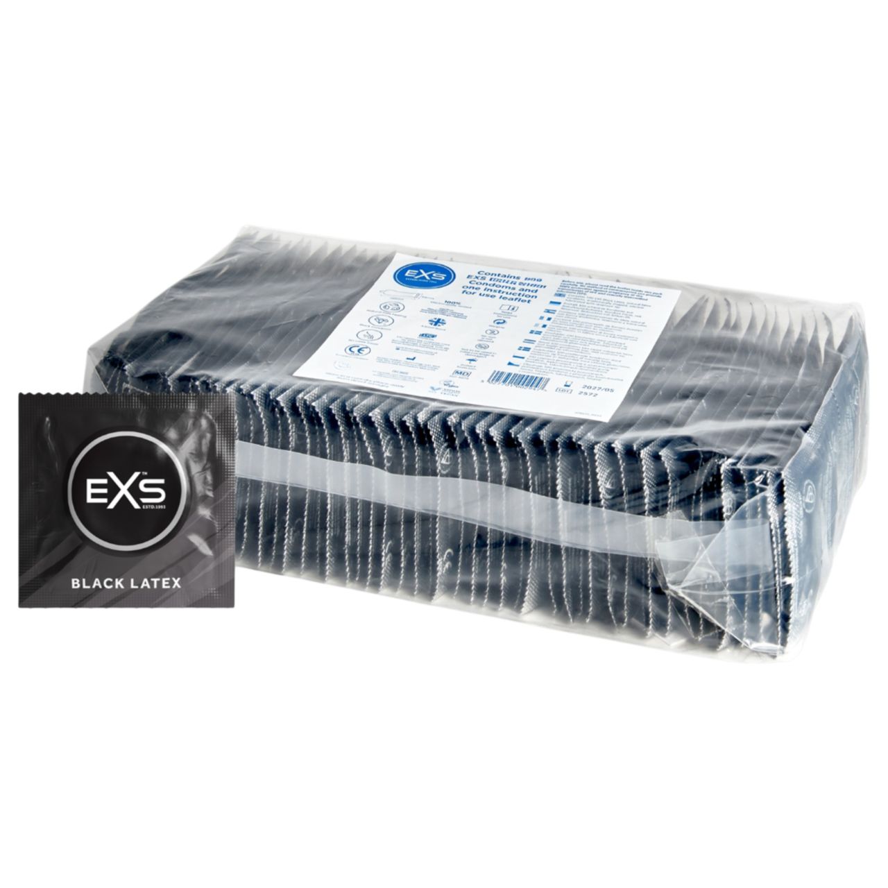 EXS Black - fekete latex óvszer nagy csomag (100 db)