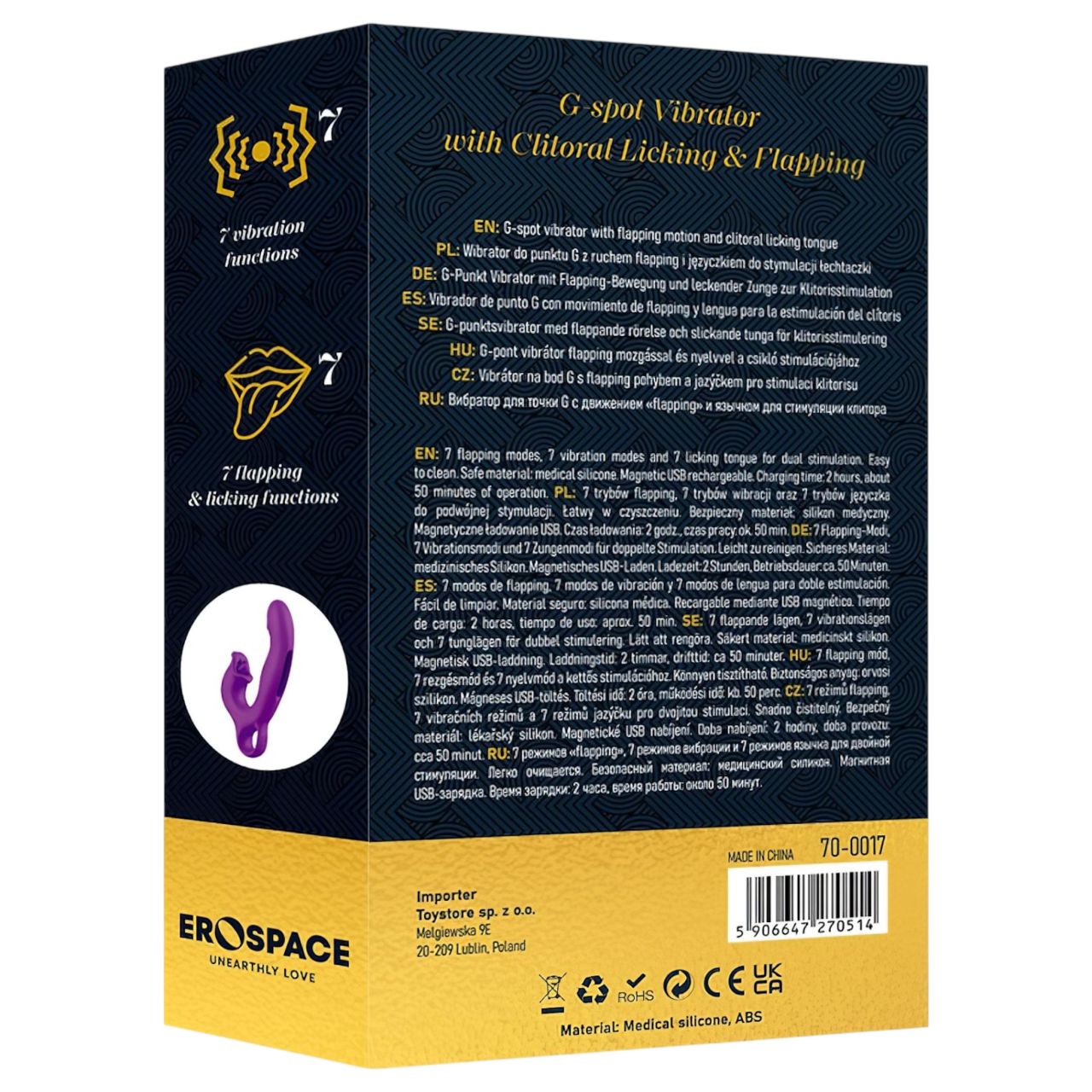 Erospace Sweet Play - nyelves csiklóizgató és bólogató G-pont vibrátor (lila) Erospace Sweet Play - nyelves csiklóizgató és bólogató G-pont vibrátor (lila)
