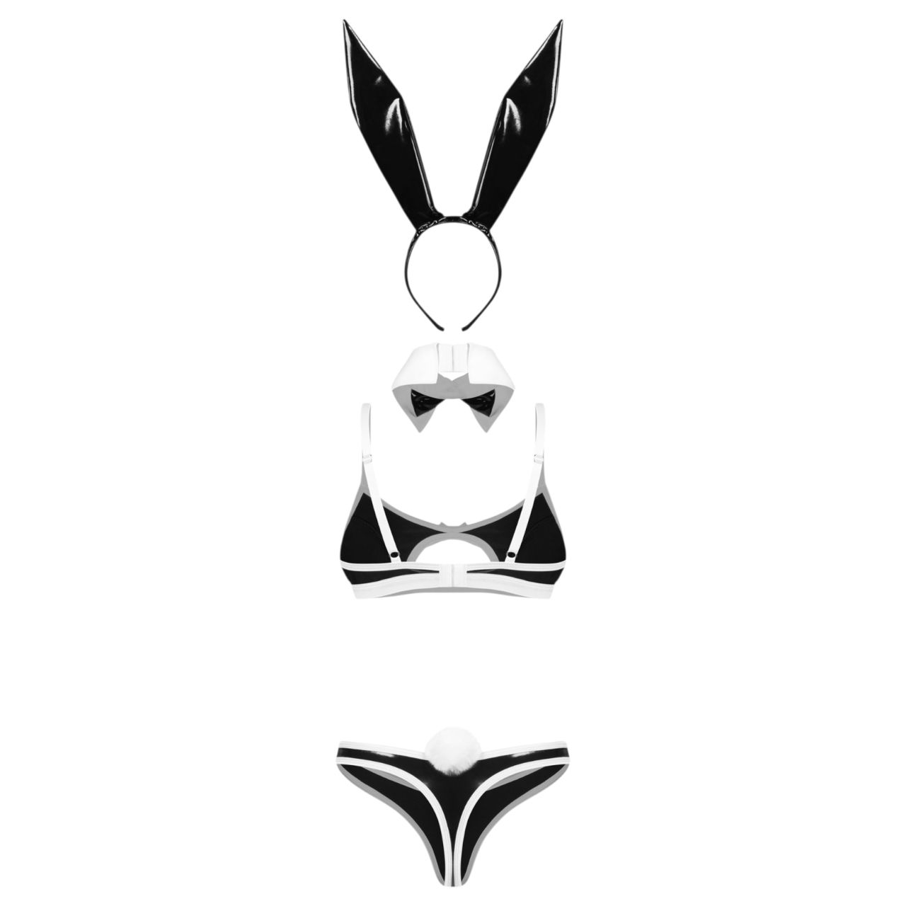 Obsessive Night Bunny - négyrészes nyuszi jelmez nőknek (fekete)