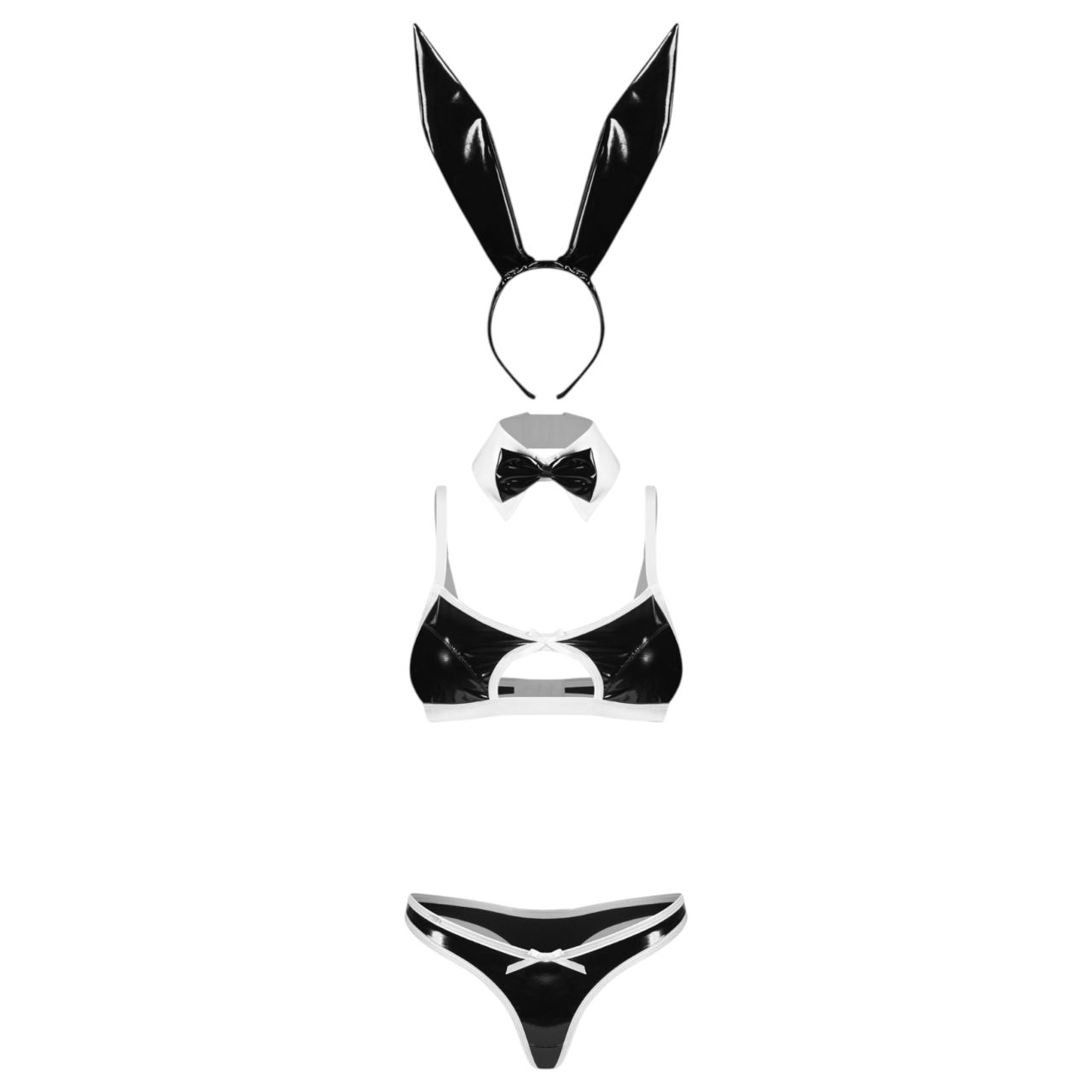 Obsessive Night Bunny - négyrészes nyuszi jelmez nőknek (fekete)